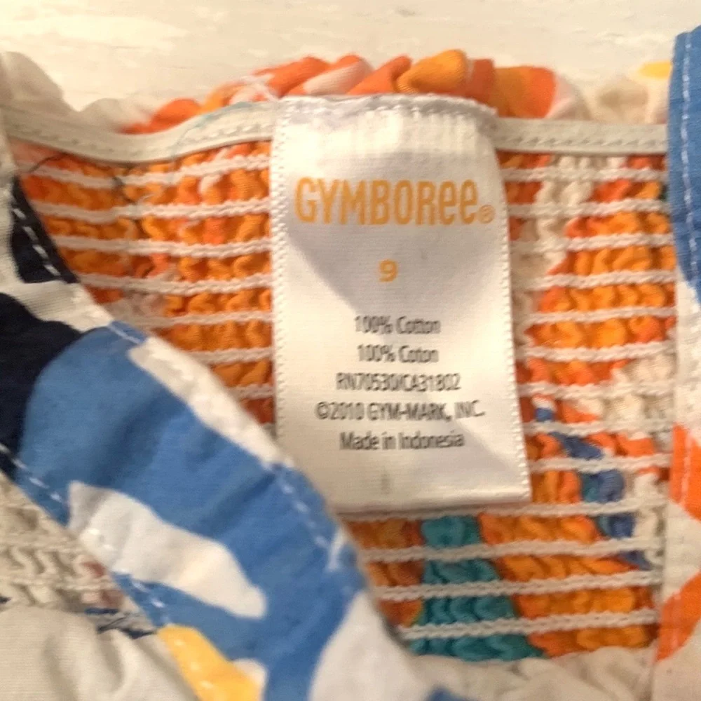 Gymboree Size 9 Girls Summer Sundress Floral Flower Print Dress Orange Bue Kids
